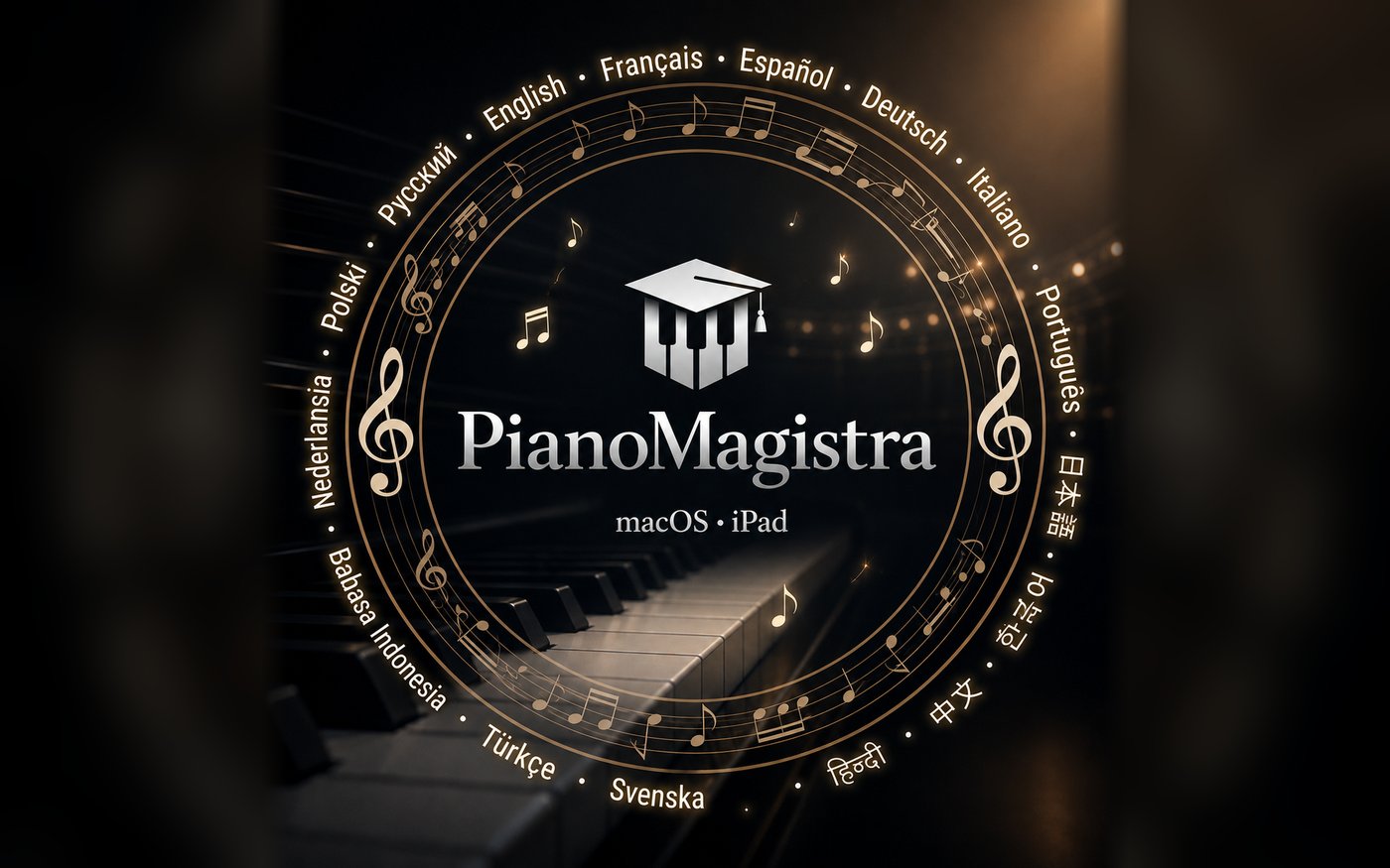 PianoMagistra — learn piano in 16 languages, on Mac and iPad